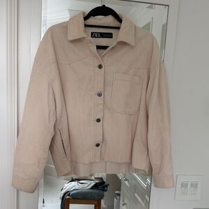 Zara Women's Beige Corduroy Utility Jacket “Shacket”